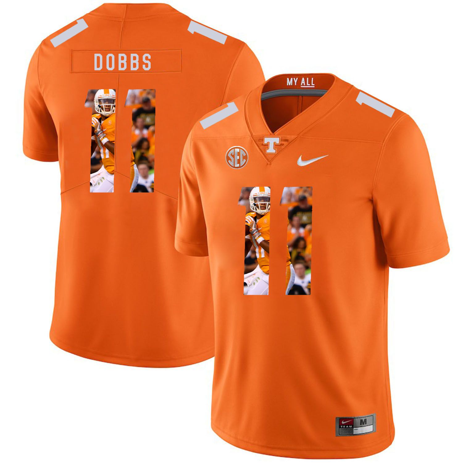 Men Tennessee Volunteers #11 Dobbs Orange Fashion Edition Customized NCAA Jerseys->customized ncaa jersey->Custom Jersey